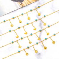 Fashion Jewelry Anklet, Titanium Steel, with turquoise, with 2.17inch extender chain, plated & for woman, golden Approx 8.47 Inch 