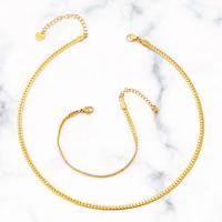 Titanio conjunto de joyas de acero, Partículas de acero, chapado, Joyería & diferentes estilos para la opción & para mujer, dorado, Vendido por UD