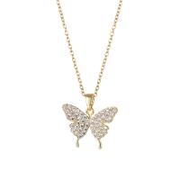 Cubic Zirconia Stainless Steel Necklace, 304 Stainless Steel, with 1.97inch extender chain, Butterfly, plated, fashion jewelry & micro pave cubic zirconia & for woman, golden Approx 15.75 Inch 