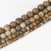 Landschafts-Jaspis Perlen, Bild Jaspis, rund, poliert, DIY & verschiedene Größen vorhanden, Länge:ca. 38 cm, verkauft von Strang