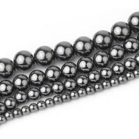 Las Perlas De Hematites Sin Magnético, Hematita no magnética, Esférico, Bricolaje & diverso tamaño para la opción, Negro, longitud:aproximado 38 cm, Vendido por Sarta