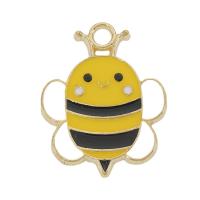 Zinc Alloy Enamel Pendants, Bee, plated, DIY, yellow 