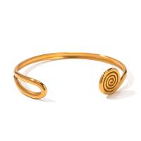 Edelstahl Manshette Armreif, 304 Edelstahl, plattiert, Modeschmuck, Goldfarbe, The inside diameter of the bracelet is 5.66cm, verkauft von PC[
