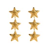 Stainless Steel Drop Earring, 304 Stainless Steel, Star, plated, fashion jewelry, gold 