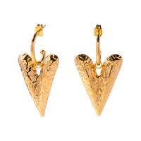 Edelstahl Tropfen Ohrring, 304 Edelstahl, Herz, plattiert, Modeschmuck, Goldfarbe, 25x43.4mm, verkauft von Paar