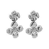 Stainless Steel Drop Earring, 304 Stainless Steel, Flower, plated, fashion jewelry, silver color 