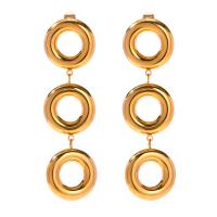 Stainless Steel Drop Earring, 304 Stainless Steel, Round, plated, fashion jewelry, golden 