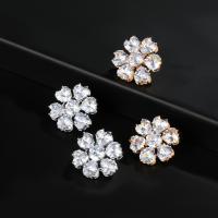 Cubic Zirconia Micro Pave Brass Earring, Flower, fashion jewelry & micro pave cubic zirconia & for woman 