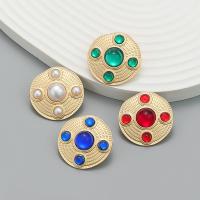 Resin Zinc Alloy Earring, with Resin, Round, fashion jewelry & for woman 