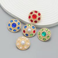 Resin Zinc Alloy Earring, with Resin & Plastic Pearl, Round, fashion jewelry & for woman 