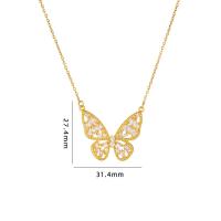 Cubic Zircon Micro Pave Brass Necklace, with 304 Stainless Steel, with 5CM extender chain, Butterfly, plated, micro pave cubic zirconia & for woman Approx 40 cm 