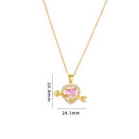 Cubic Zircon Micro Pave Brass Necklace, with 304 Stainless Steel, with 5CM extender chain, Heart, plated, micro pave cubic zirconia & for woman Approx 40 cm 