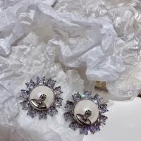 clou d'oreille en alliage zinc, alliage de zinc, avec perle de plastique, bijoux de mode & styles différents pour le choix & pavé de micro zircon, Vendu par paire