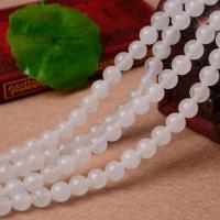 Perles de calcédoine blanche, blanc calcédoine, Rond, poli, DIY & normes différentes pour le choix, Vendu par brin[