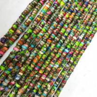 Eindruck Jaspis Perlen, Impression Jaspis, flache Runde, poliert, DIY, gemischte Farben, 2x4mm, Länge:ca. 38 cm, verkauft von Strang