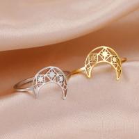 Stainless Steel Finger Ring, 304 Stainless Steel, Moon, Vacuum Ion Plating, fashion jewelry & Unisex ring width 12.7mm 