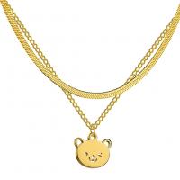 Stainless Steel Sweater Chain Necklace, 304 Stainless Steel, with 1.97inch extender chain, Bear, Vacuum Ion Plating, Double Layer & fashion jewelry & Unisex Approx 14.57 Inch, Approx 16.14 Inch 