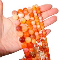 Natürliche Streifen Achat Perlen, rund, poliert, DIY & verschiedene Größen vorhanden, orange, Länge:ca. 38 cm, verkauft von Strang