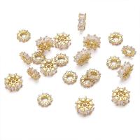 Brass Spacer Beads, Round, plated, DIY & micro pave cubic zirconia, golden [