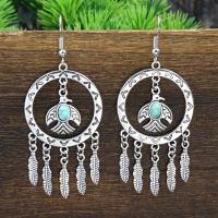 Fashion Fringe Earrings, Zinc Alloy, with turquoise, plated, fashion jewelry & for woman 