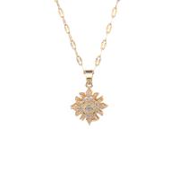 Cubic Zircon Micro Pave Brass Necklace, with 304 Stainless Steel, with 5CM extender chain, plated & micro pave cubic zirconia & for woman, golden Approx 45 cm 