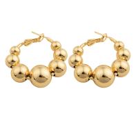 Brass Hoop Earring, plated, for woman, golden 