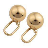 Huggie Hoop Drop Earring, Brass, plated, for woman, golden 