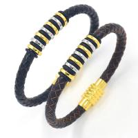 Cowhide Bracelets, with Zinc Alloy, plated, punk style & Unisex Approx 8.5 Inch [