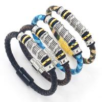 Cowhide Bracelets, with Zinc Alloy, plated, punk style & Unisex Approx 8.5 Inch 