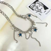 Titan Schmuck Halskette, Titanstahl, mit Kunststoff Perlen, mit Verlängerungskettchen von 5cm, Modeschmuck & für Frau & mit Strass, originale Farbe, Länge:ca. 40 cm, verkauft von PC