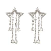 Cubic Zircon (CZ) Drop Earring, Zinc Alloy, fashion jewelry & micro pave cubic zirconia & for woman, silver color 