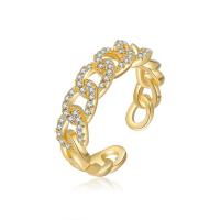 Цирконий Micro Pave Латунь палец кольцо, плакированный настоящим золотом, ювелирные изделия моды & инкрустированное микро кубического циркония & Женский & отверстие, Ring inner mm, продается PC