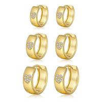 Cubic Zirconia Micro Pave Brass Earring, Donut, real gold plated, fashion jewelry & micro pave cubic zirconia & for woman 