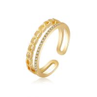 Befestigter Zirkonia Messingring Fingerring, Messing, vergoldet, Modeschmuck & Micro pave Zirkonia & für Frau, Ring inner diameter:17mm, verkauft von PC