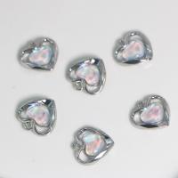 Cats Eye Pendants, Zinc Alloy, with Cats Eye, Heart, silver color plated, DIY & hollow, multi-colored 