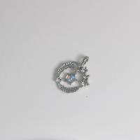 Colgantes de diamantes de imitación de la aleación de zinc, con Ojo de gato, chapado en color de plata, Bricolaje & con diamantes de imitación & hueco, multicolor, 19.5x16x3.6mm, Vendido por UD