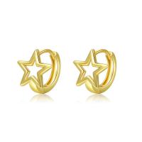 Brass Huggie Hoop Earring, Star, gold color plated, fashion jewelry & for woman & hollow 