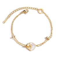 Stainless Steel Charm Bracelet, 304 Stainless Steel, with Acrylic, with 1.97inch extender chain, plated, fashion jewelry & for woman, golden, 13mm Approx 6.3 Inch 