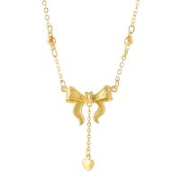 Brass Jewelry Necklace, with 1.96inch extender chain, Bowknot, gold color plated, fashion jewelry & for woman, golden Approx 14.96 Inch 