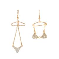 Asymmetric Earrings, Zinc Alloy, fashion jewelry & micro pave cubic zirconia & for woman, golden 