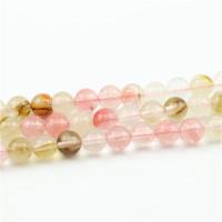 Gemischte Farbe Quarz Perlen, Natürlicher Quarz, rund, poliert, DIY & verschiedene Größen vorhanden, keine, Länge:ca. 38 cm, verkauft von Strang