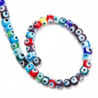 Evil Eye Lampwork Beads, Flat Round, DIY & evil eye pattern mixed colors, Approx 