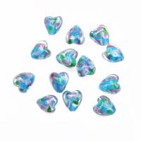 Abalorio de vidrio translúcido, Cristal de murano, Corazón, Bricolaje, azul, 12mm, Vendido por UD