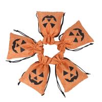 Подарочный мешок ткани, ткань, Хэллоуин дизайн & многофункциональный, оранжевый продается PC[