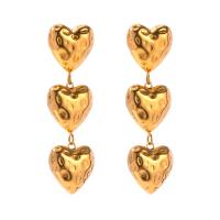 Stainless Steel Drop Earring, 304 Stainless Steel, Heart, plated, fashion jewelry, golden 