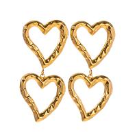Edelstahl Tropfen Ohrring, 304 Edelstahl, Herz, plattiert, Modeschmuck, goldfarben, 19x41.2mm, verkauft von Paar