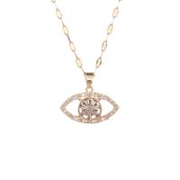 Cubic Zircon Micro Pave Brass Necklace, with 304 Stainless Steel, with 5CM extender chain, plated & micro pave cubic zirconia & for woman & enamel, gold Approx 45 cm 