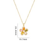 Cubic Zircon Micro Pave Brass Necklace, with 304 Stainless Steel, with 5CM extender chain, petals, plated, micro pave cubic zirconia & for woman Approx 40 cm 