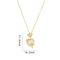 Cubic Zircon Micro Pave Brass Necklace, with Glass Stone & 304 Stainless Steel, with 5CM extender chain, Heart, plated, micro pave cubic zirconia & for woman Approx 40 cm 