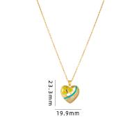 Cubic Zircon Micro Pave Brass Necklace, with 304 Stainless Steel, with 5CM extender chain, Heart, plated, micro pave cubic zirconia & for woman & enamel Approx 40 cm 